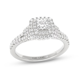 THE LEO Diamond Princess-Cut Double Halo Engagement Ring 7/8 ct tw 14K White Gold