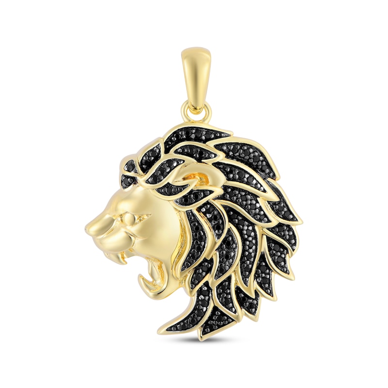 Main Image 1 of Black Diamond Lion Charm 1/3 ct tw 10K Yellow Gold