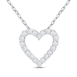 Diamond Heart Outline Necklace 1/4 ct tw 10K White Gold 18&quot;