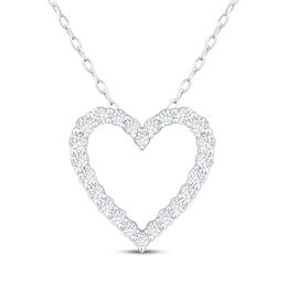 Diamond Heart Outline Necklace 1/2 ct tw 10K White Gold 18&quot;