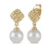 Thumbnail Image 1 of Cultured Pearl Woven Dangle Earrings 10K Yellow Gold