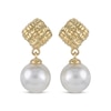 Thumbnail Image 2 of Cultured Pearl Woven Dangle Earrings 10K Yellow Gold