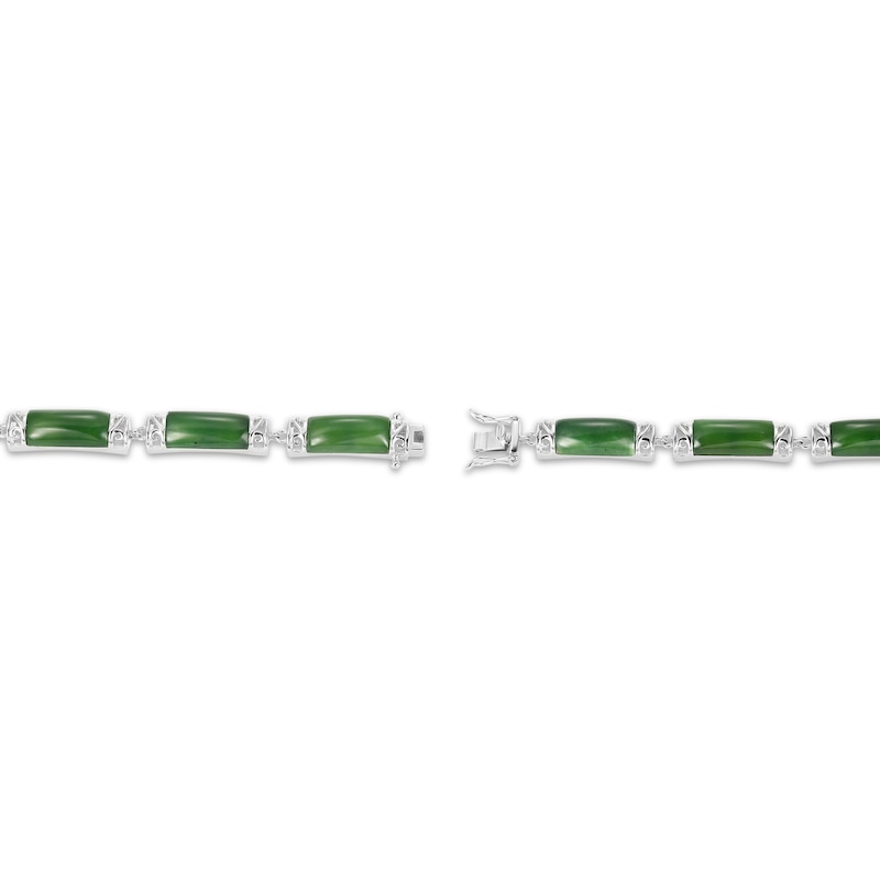 Main Image 3 of Nephrite Jade Link Bracelet Sterling Silver 7.25&quot;