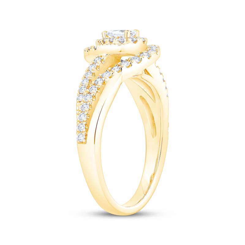 Pear-Shaped Diamond Bypass Engagement Ring 5/8 ct tw 18K Yellow Gold