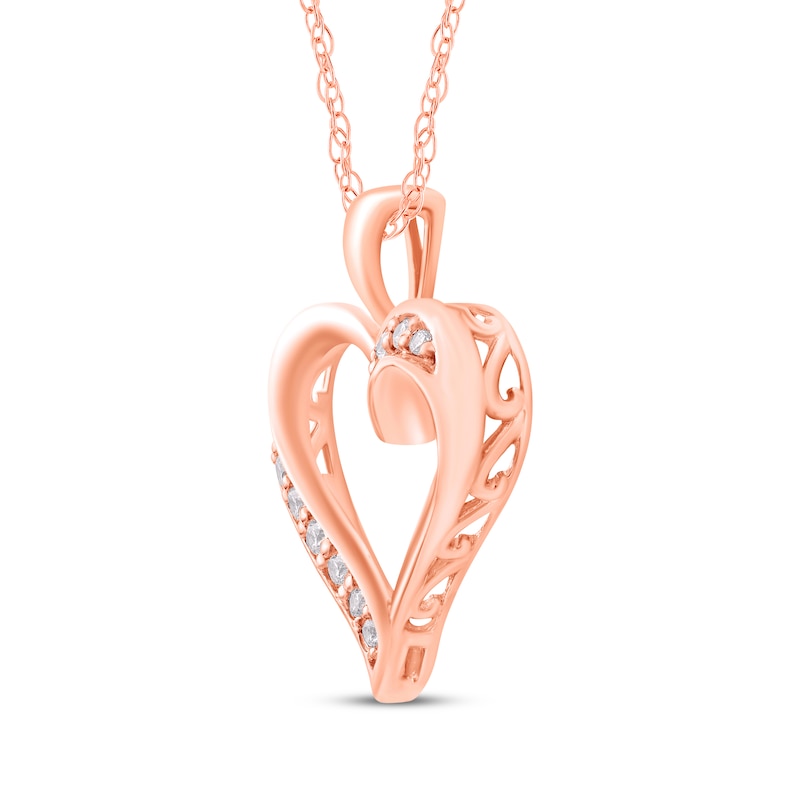 Main Image 2 of Diamond Heart Necklace 1/8 ct tw 14K Rose Gold 18&quot;