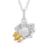 Thumbnail Image 1 of Diamond Flower & Bumble Bee Necklace 1/20 ct tw Sterling Silver & 14K Yellow Gold 18&quot;