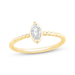 Marquise-Cut Diamond Solitaire Rope Shank Engagement Ring 1/4 ct tw 14K Yellow Gold (I/I1)