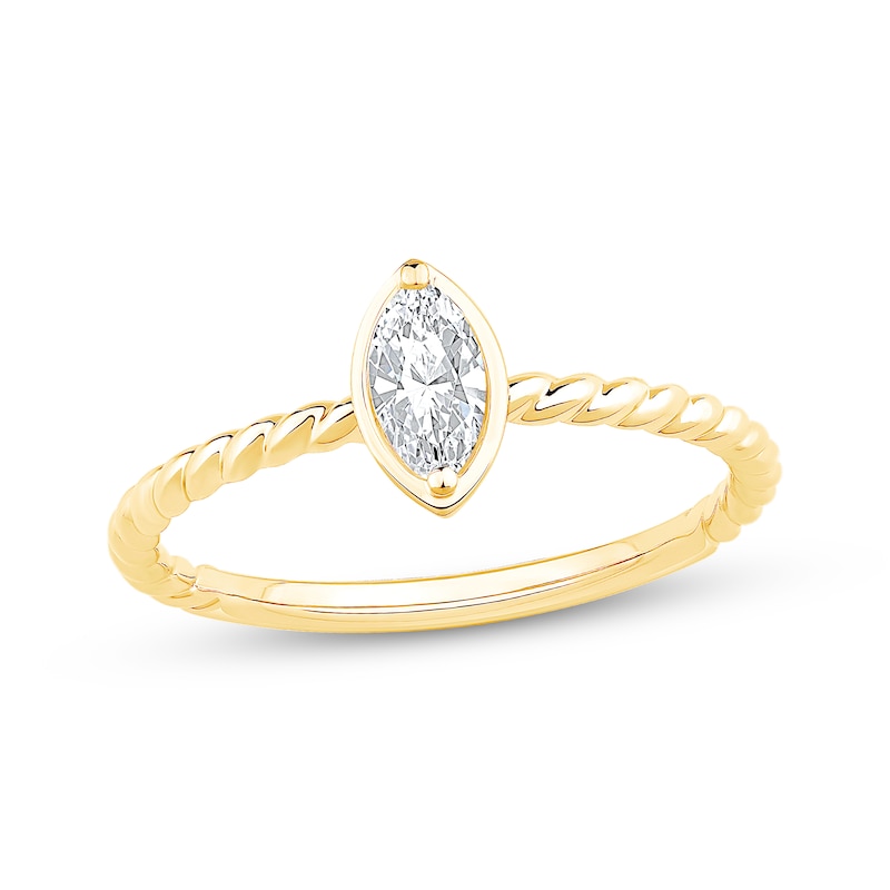 Main Image 1 of Marquise-Cut Diamond Solitaire Rope Shank Engagement Ring 1/4 ct tw 14K Yellow Gold (I/I1)