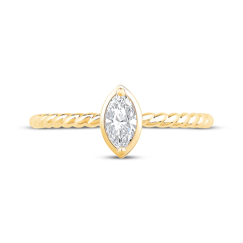 Main Image 3 of Marquise-Cut Diamond Solitaire Rope Shank Engagement Ring 1/4 ct tw 14K Yellow Gold (I/I1)