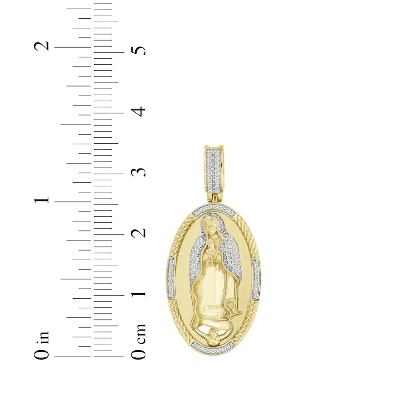 Main Image 3 of Diamond Mary with Cherub Oval Medallion Charm 1/4 ct tw 10K Yellow Gold