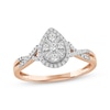 Thumbnail Image 1 of Baguette & Round-Cut Multi-Diamond Pear-Shaped Engagement Ring 1/4 ct tw 10K Rose Gold