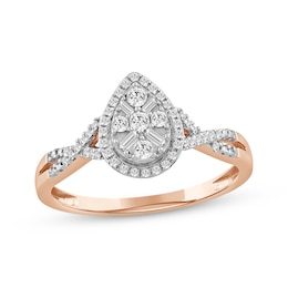 Adore Baguette & Round-Cut Multi-Diamond Pear-Shaped Engagement Ring 1/4 ct tw 10K Rose Gold