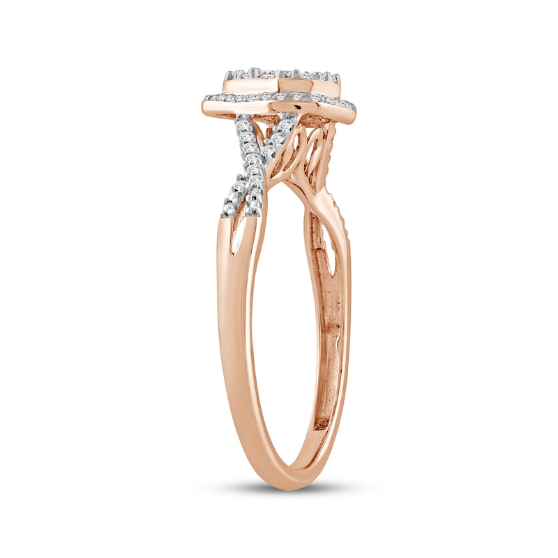 Main Image 2 of Baguette & Round-Cut Multi-Diamond Pear-Shaped Engagement Ring 1/4 ct tw 10K Rose Gold