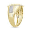 Thumbnail Image 2 of Men's Baguette & Round-Cut Diamond Cross Halo Ring 1/2 ct tw 10K Yellow Gold