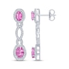 Thumbnail Image 1 of Oval-Cut Pink Lab-Created Sapphire Drop Earrings Sterling Silver