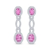 Thumbnail Image 2 of Oval-Cut Pink Lab-Created Sapphire Drop Earrings Sterling Silver