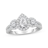 Thumbnail Image 1 of Pear-Shaped Diamond Halo Three-Stone Engagement Ring 1 ct tw 14K White Gold