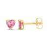 Thumbnail Image 1 of Children's Pink Cubic Zirconia Heart Solitaire Stud Earrings 14K Yellow Gold