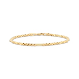 Hollow Rounded Box Chain Station Bracelet 2.45mm 10K Yellow Gold 7.5&quot;