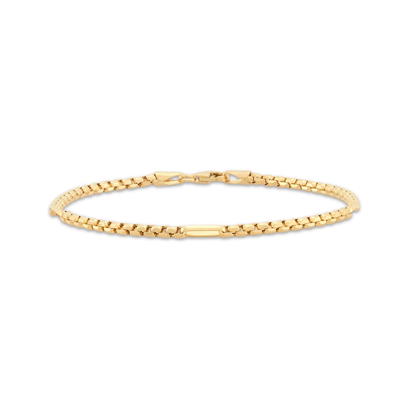 Main Image 1 of Hollow Rounded Box Chain Station Bracelet 2.45mm 10K Yellow Gold 7.5&quot;