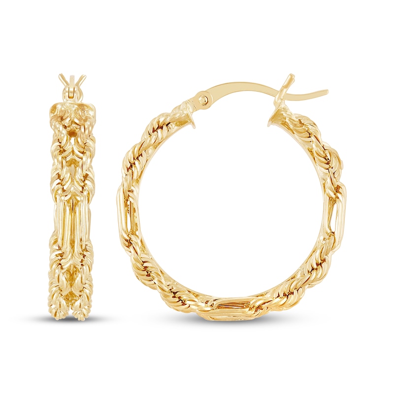 Main Image 3 of Hollow Milano Rope Chain Hoop Earrings 10K Yellow Gold