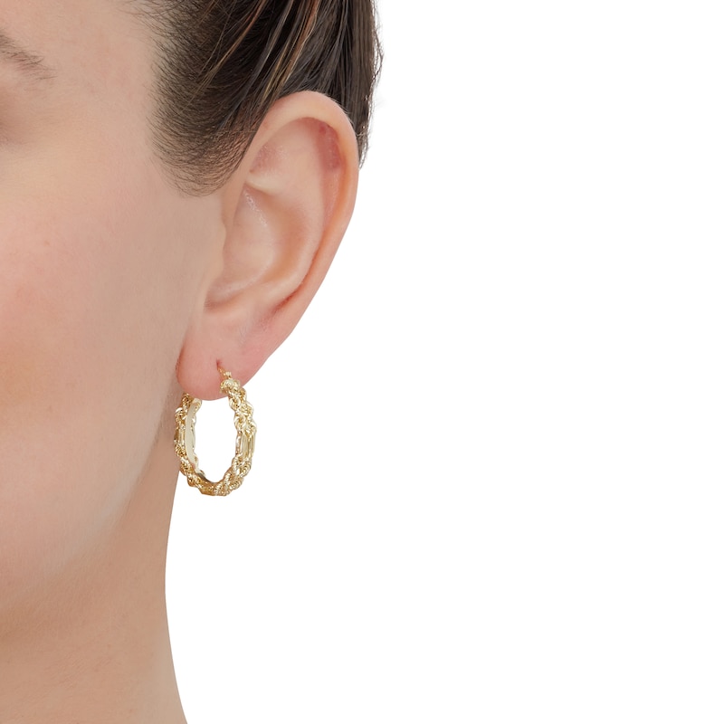 Main Image 4 of Hollow Milano Rope Chain Hoop Earrings 10K Yellow Gold