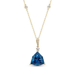 Cirari Couture Angled Trillion-Cut London Blue Topaz & Diamond Necklace 1/8 ct tw 14K Yellow Gold 18&quot;