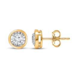 Radiant Reflections Round-Cut Diamond Bezel-Look Solitaire Stud Earrings 5/8 ct tw 10K Yellow Gold (J/I3)