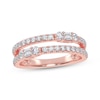 Thumbnail Image 1 of Baguette & Round-Cut Diamond Faux-Stack Ring 1/2 ct tw 14K Rose Gold