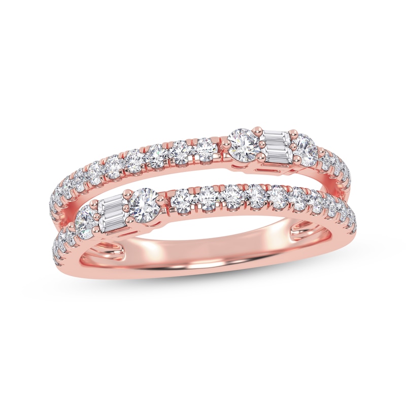 Main Image 1 of Baguette & Round-Cut Diamond Faux-Stack Ring 1/2 ct tw 14K Rose Gold