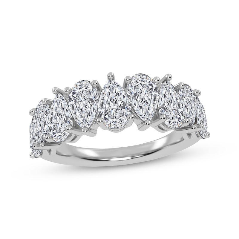 Main Image 1 of Lab-Grown Diamonds by KAY Pear-Shaped Alternating Anniversary Ring 2 ct tw 14K White Gold