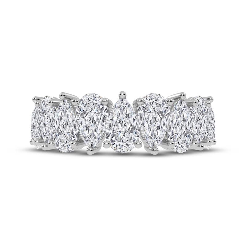 Main Image 3 of Lab-Grown Diamonds by KAY Pear-Shaped Alternating Anniversary Ring 2 ct tw 14K White Gold