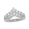 Thumbnail Image 1 of Lab-Grown Diamonds by KAY Round & Emerald-Cut Chevron Ring 1-1/2 ct tw 14K White Gold