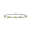 Thumbnail Image 1 of Oval-Cut Peridot & White Lab-Created Sapphire Infinity Link Bracelet Sterling Silver 7.5&quot;