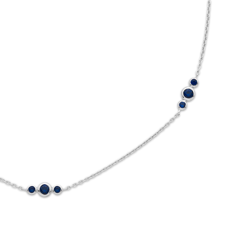 Main Image 2 of Blue Lab-Created Sapphire Station Necklace Sterling Silver 19&quot;