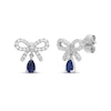 Thumbnail Image 1 of Pear-Shaped Blue Lab-Created Sapphire & White Lab-Created Sapphire Bow Drop Earrings Sterling Silver