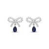 Thumbnail Image 2 of Pear-Shaped Blue Lab-Created Sapphire & White Lab-Created Sapphire Bow Drop Earrings Sterling Silver