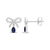 Thumbnail Image 3 of Pear-Shaped Blue Lab-Created Sapphire & White Lab-Created Sapphire Bow Drop Earrings Sterling Silver