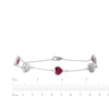 Thumbnail Image 4 of Heart-Shaped Lab-Created Ruby & White Lab-Created Sapphire Station Bracelet Sterling Silver 7.5"