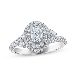 Adore Oval-Cut Diamond Double Halo Engagement Ring 1 ct tw 14K White Gold