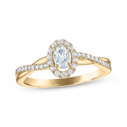 Adore Oval-Cut Halo Engagement Ring 3/8 ct tw 14K Yellow Gold