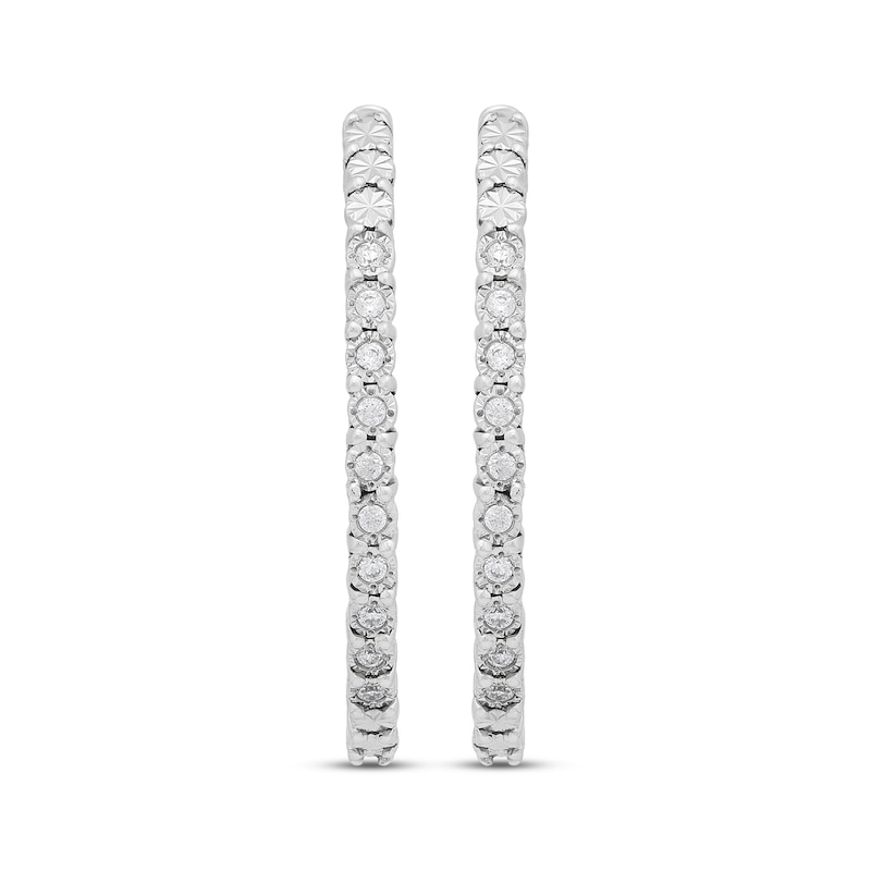 Main Image 2 of Round-Cut Diamond Hoop Earrings 1/10 ct tw Sterling Silver