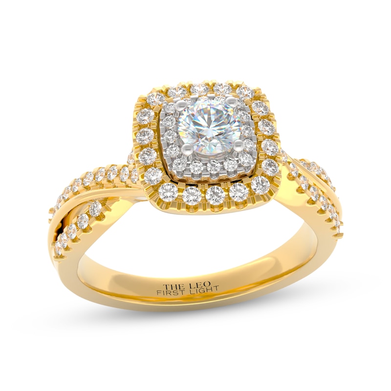 Main Image 1 of THE LEO First Light Diamond Round-Cut Double Halo Engagement Ring 3/4 ct tw 14K Two-Tone Gold