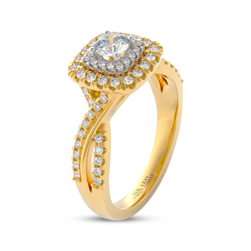 Main Image 2 of THE LEO First Light Diamond Round-Cut Double Halo Engagement Ring 3/4 ct tw 14K Two-Tone Gold