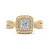 Thumbnail Image 3 of THE LEO First Light Diamond Round-Cut Double Halo Engagement Ring 3/4 ct tw 14K Two-Tone Gold