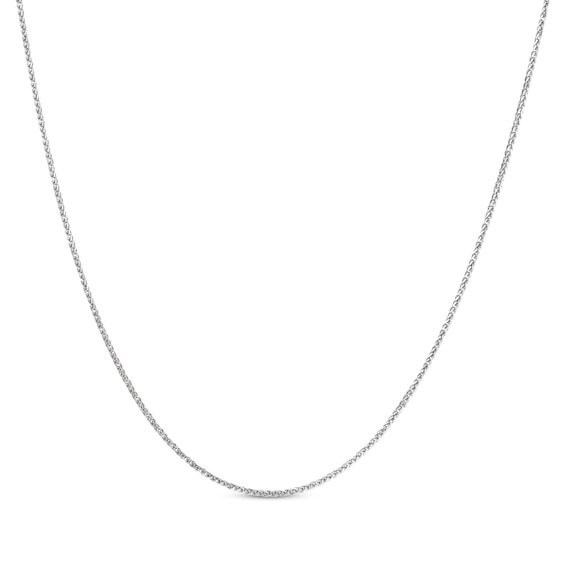 Wheat Chain Necklace 1.5mm Solid 14K White Gold 18"