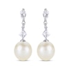 Thumbnail Image 2 of Cultured Pearl & Multi-Shape White Lab-Created Sapphire Drop Earrings Sterling Silver