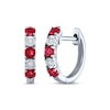 Thumbnail Image 1 of Lab-Created Ruby & Diamond Accent Hoop Earrings Sterling Silver