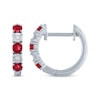 Thumbnail Image 3 of Lab-Created Ruby & Diamond Accent Hoop Earrings Sterling Silver