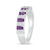 Thumbnail Image 1 of Baguette-Cut Amethyst & Round-Cut White Lab-Created Sapphire Ring Sterling Silver